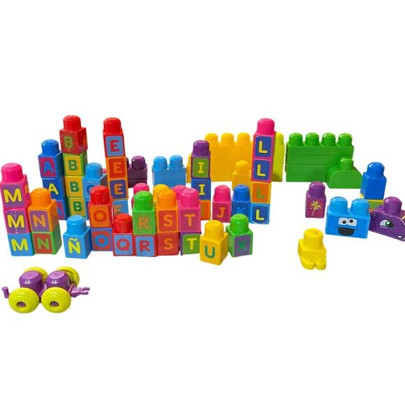 Sesame Street Alphabet Mega Blocks 66 Blocks in Bag (incomplete) - Picture 7 of 8
